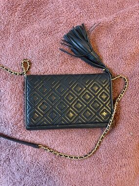 Tory Burch Quilted Black Leather Crossbody Bag
